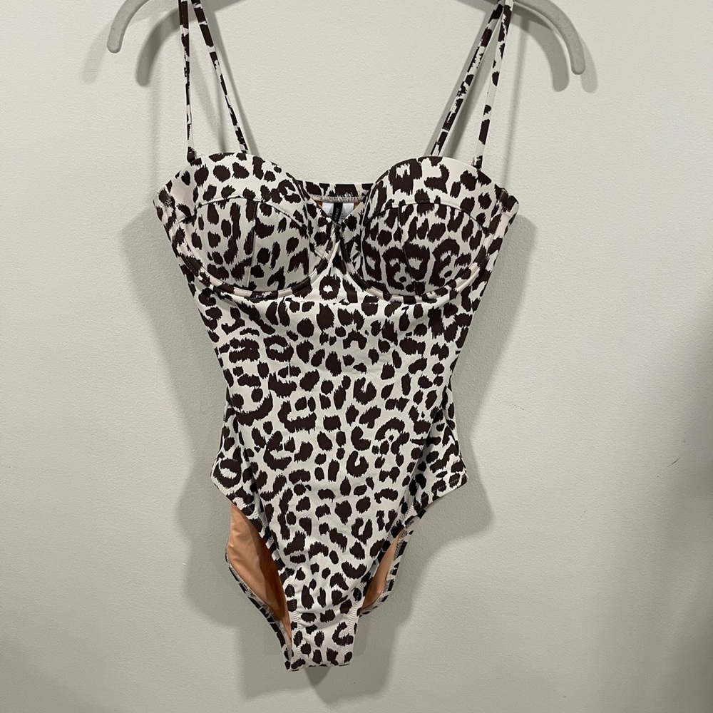 J. Crew Brown and Cream Animal Print Swimsuit